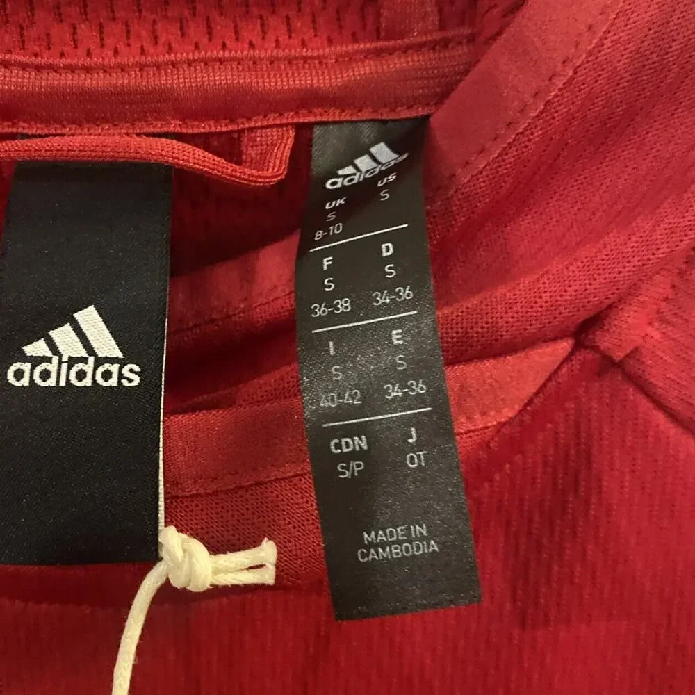 Adidas Climawarm Hoodie Mens Size S Small Red Orange Logo Hooded Sweatshirt EUC